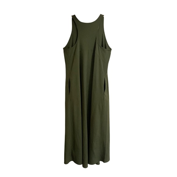 Athleta Olive Flowy Racerback Midi Tank Dress Women Size S Soft Stretch Pockets - Picture 7 of 10